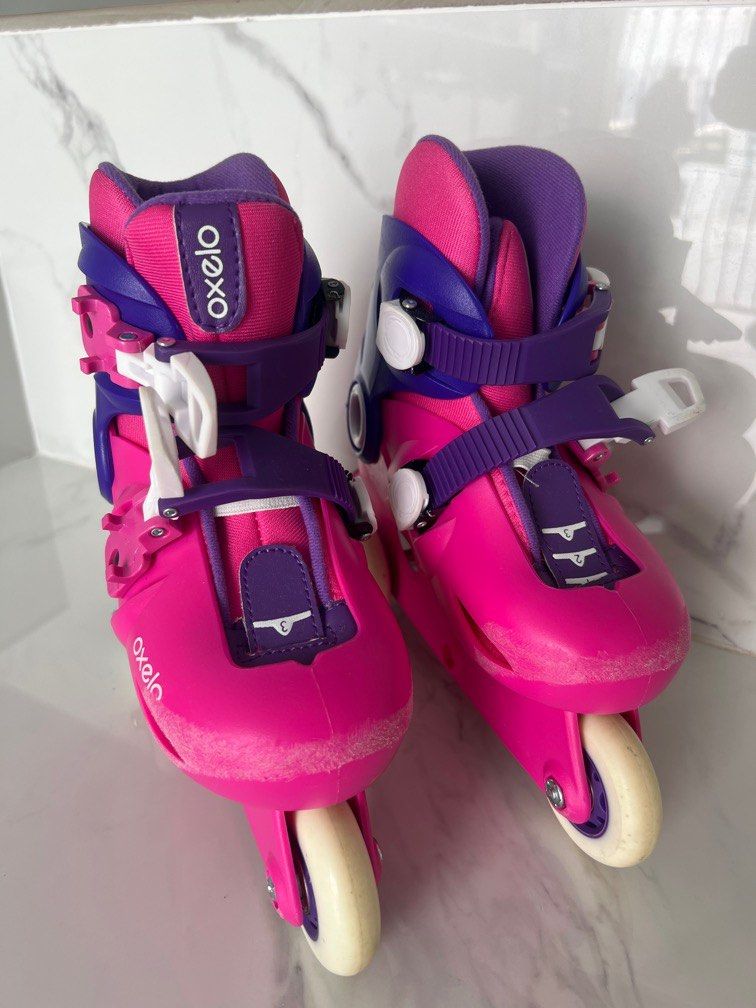 Decathlon pink Kids Inline Skates Oxelo Play Adjustable 3-in-1