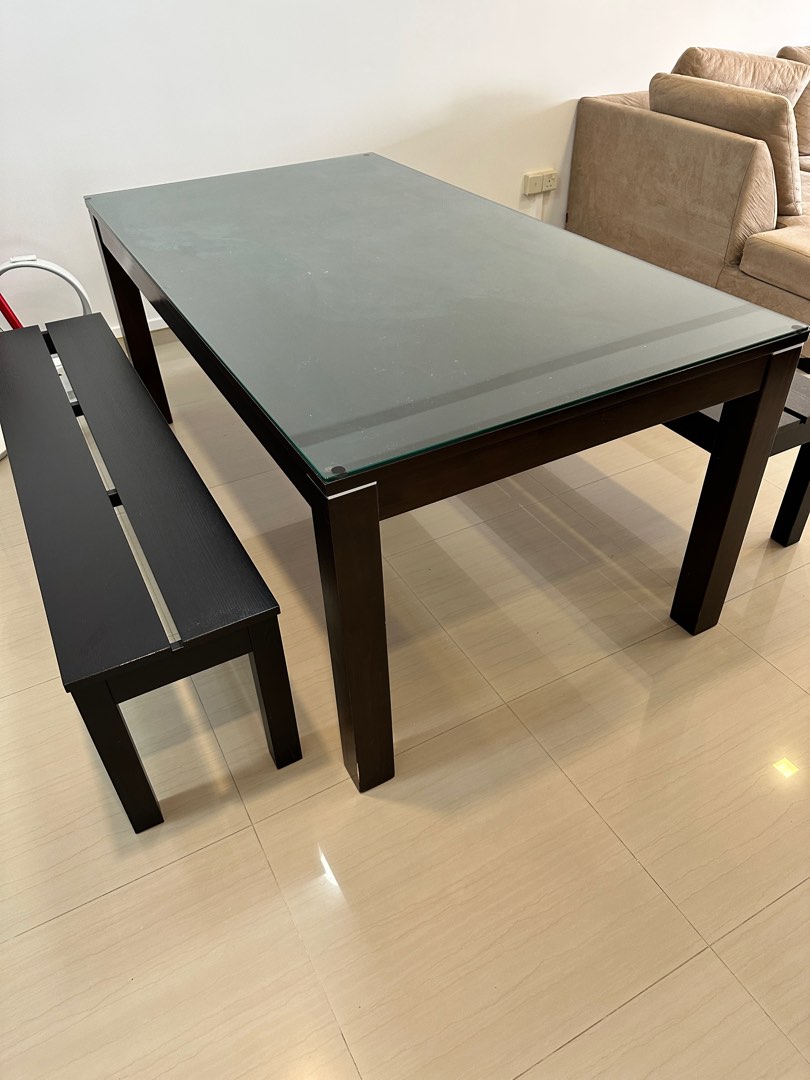 Picket & Rail Dining Table and Bench set, Furniture & Home Living