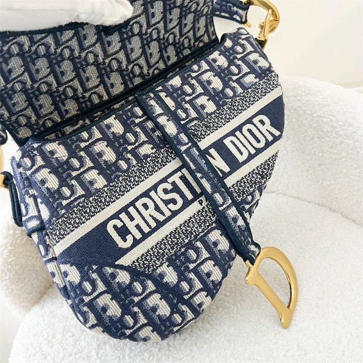 Christian dior oblique saddle bag blue top