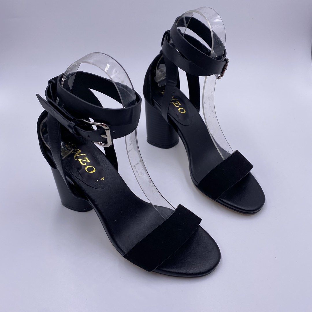 ENZO VANESSA BLACK BLOCK HEELS 3 inches Women s Fashion