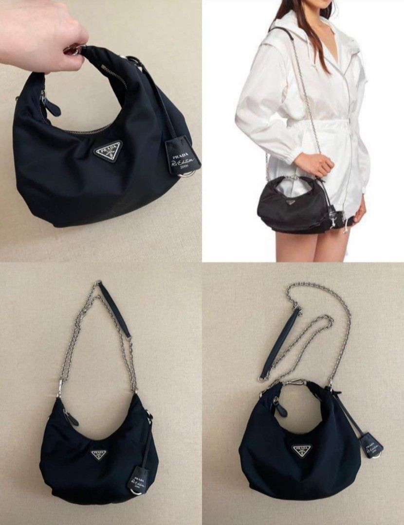 Fast Sale Excellent Prada Reedition Nylon Black 3way 2021 With cards and dustbag bisa jadi sling handbag shoulder Nett Exclude ongkir