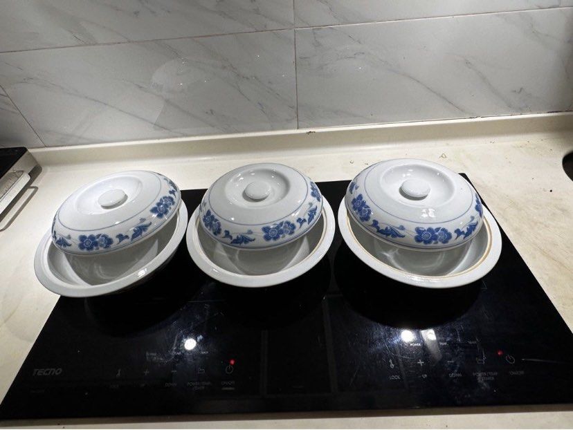 Fine bone china Serving bowls with lid (Set of 3), Furniture & Home