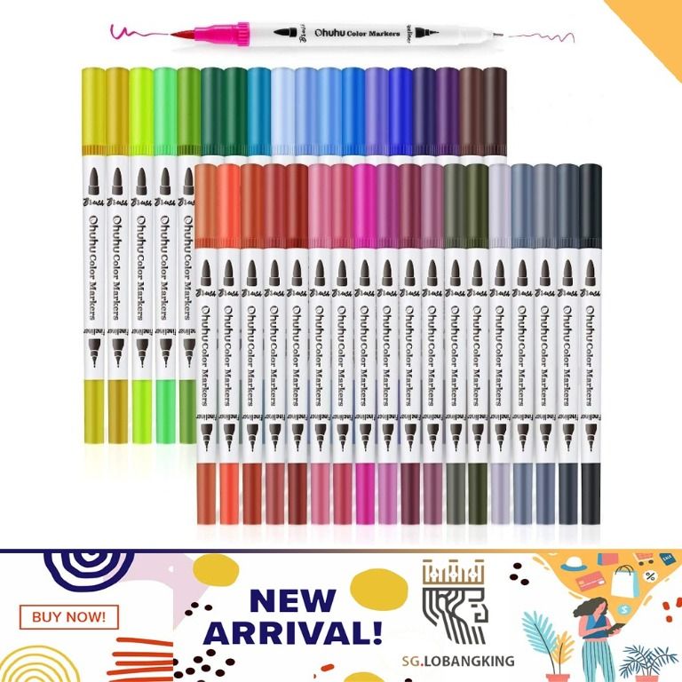 36 Colors Alcohol Art Markers Set Ohuhu Dual Tips Coloring Marker Pens for  Kids