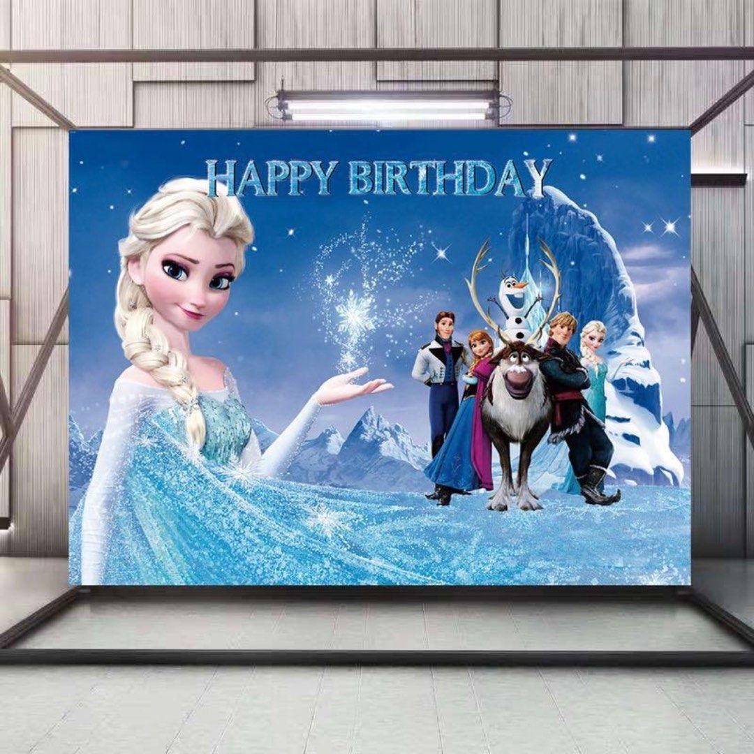 Frozen theme party supplies - birthday banner backdrop/ party deco, Hobbies  & Toys, Stationery & Craft, Occasions & Party Supplies on Carousell