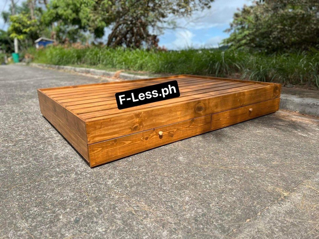 Full Double size Bed frame with Pull out drawers• Dark Maple stained wood • (Category: Bed Frames & Mattresses) located in Paranaque City. Submitted by FLess.ph (Listing ID 1214019200, Image 1). Description: Full Double size Bed frame with Pull out drawers• Dark Maple stained wood • 54x75 inches Made to order 10-14 working days lead time Available also in Queen size and King size .