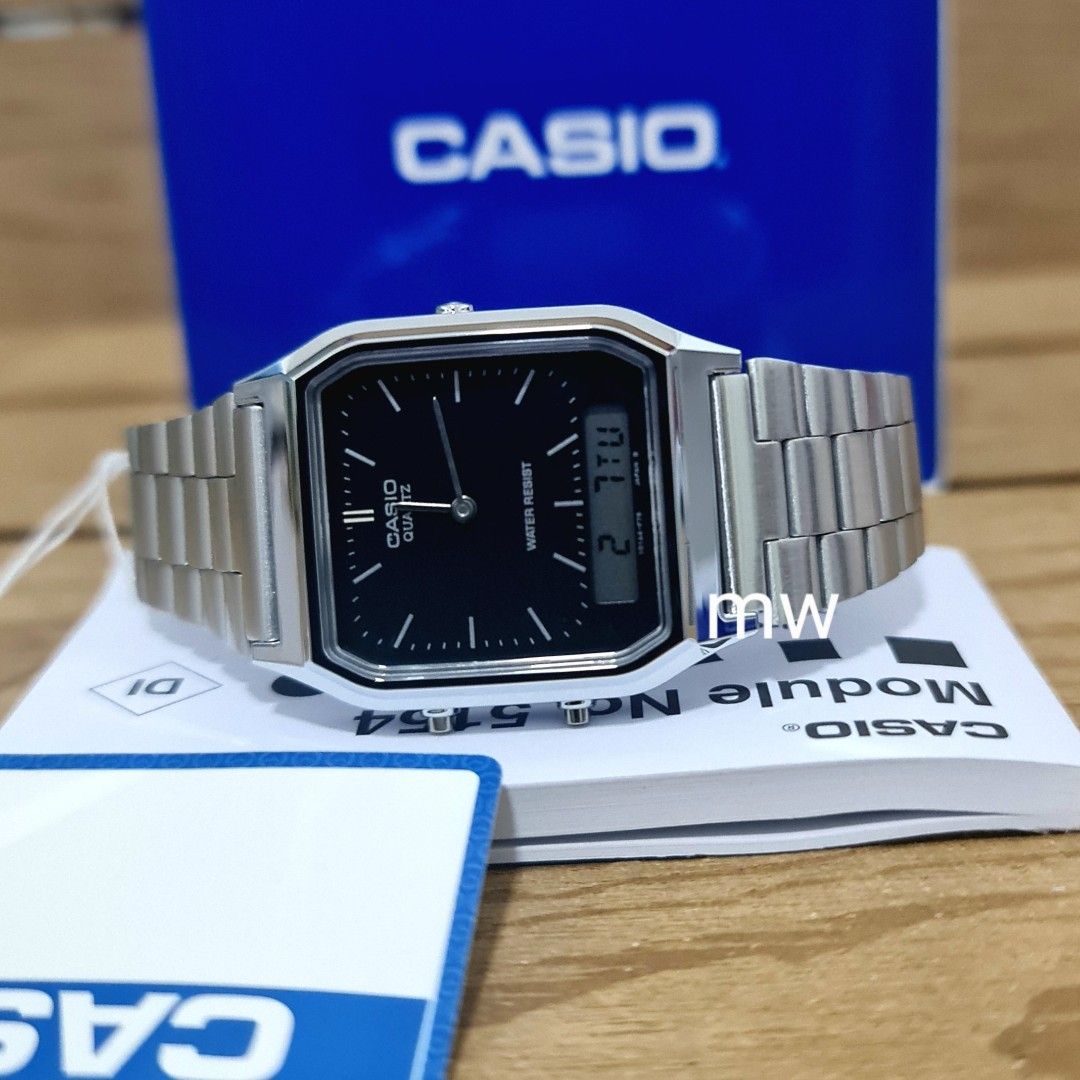 Genuine Casio Retro vintage discontinued stainless steel aq230 aq 230 aq 230a aq 230a 1dr dual time watch brand new