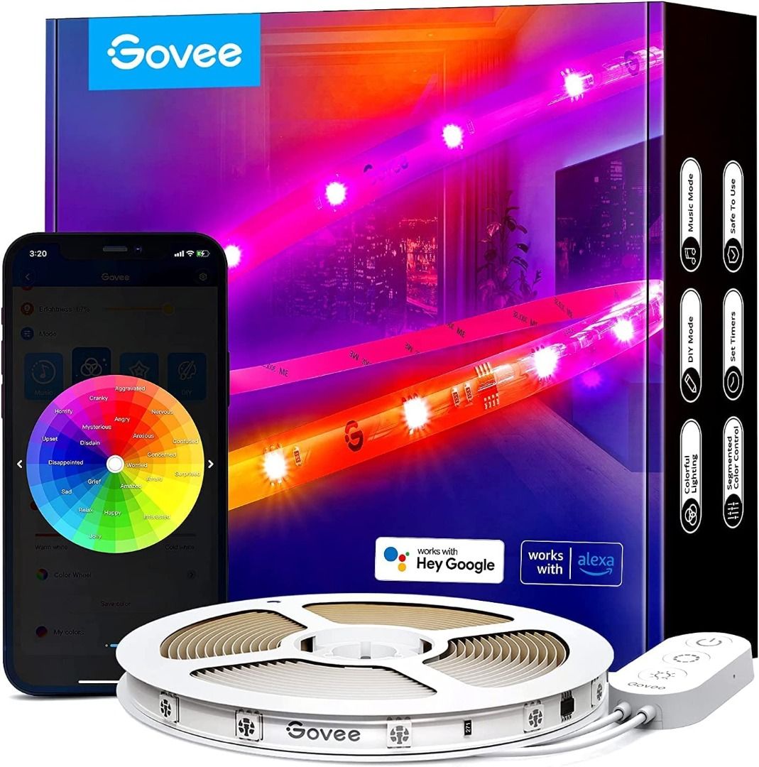 Govee RGBIC Pro LED Strip Lights, 16.4ft Color Changing Smart LED Strips,  Works with Alexa