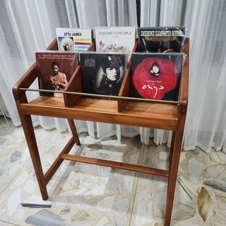 Hardwood Mahogany Custom Turntable Vinyl Record Flip Storage Shelf Shelving Unit Plaka Stand Table