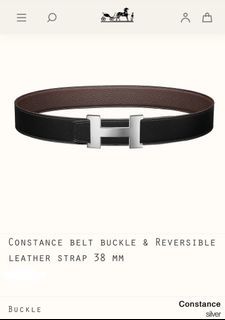 Hermes 32mm White/Feu Constance H Belt 80cm Brushed Palladium