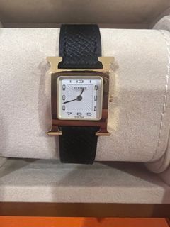 100% Authentic Hermés Heure H Watch Gold with Black strap (Full Set)