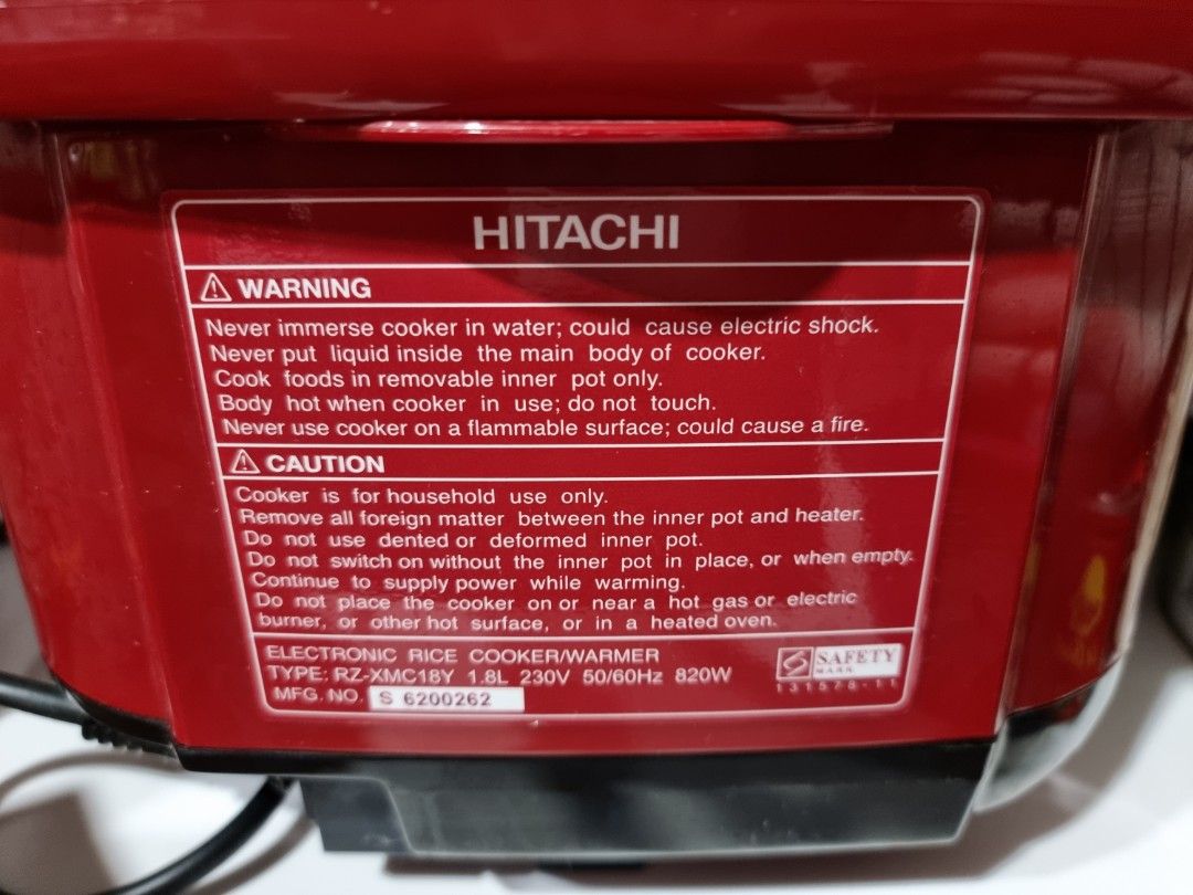 Hitachi rice cooker, TV & Home Appliances, Kitchen Appliances, Cookers