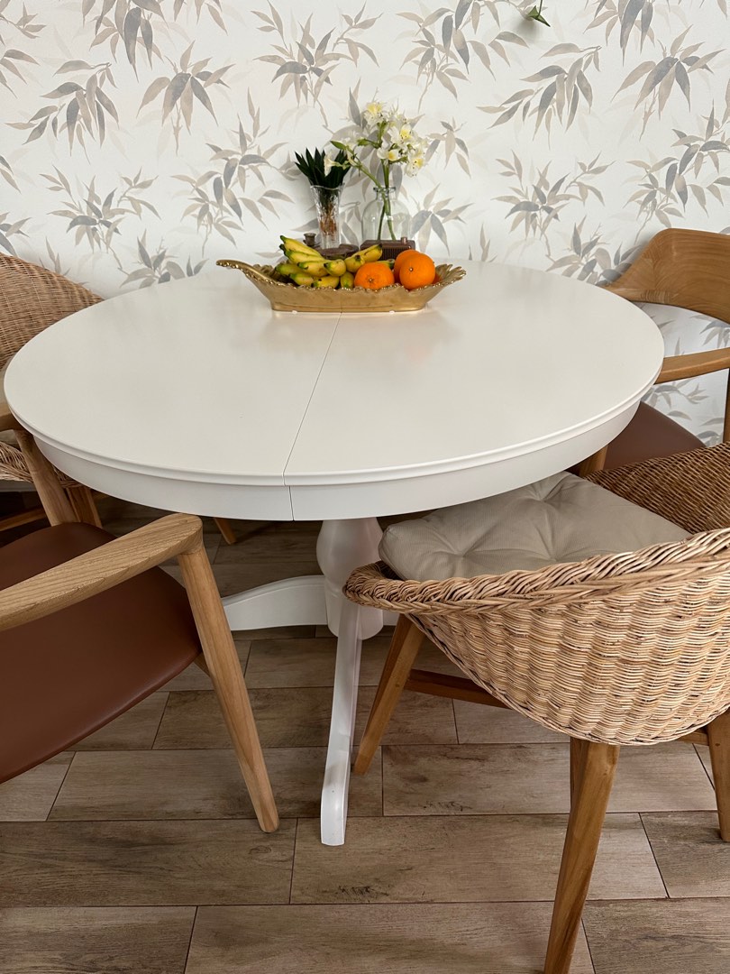 IKEA INGATORP Extendable table, white, 110/155 cm, Furniture & Home
