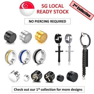 IN STOCK - NO PIERCING Various Designs 2nd Collection Non-Piercing Men's Ear Cuff Non Pierce Cuff Clips Magnet No Hear Hole Hype Korean Earrings