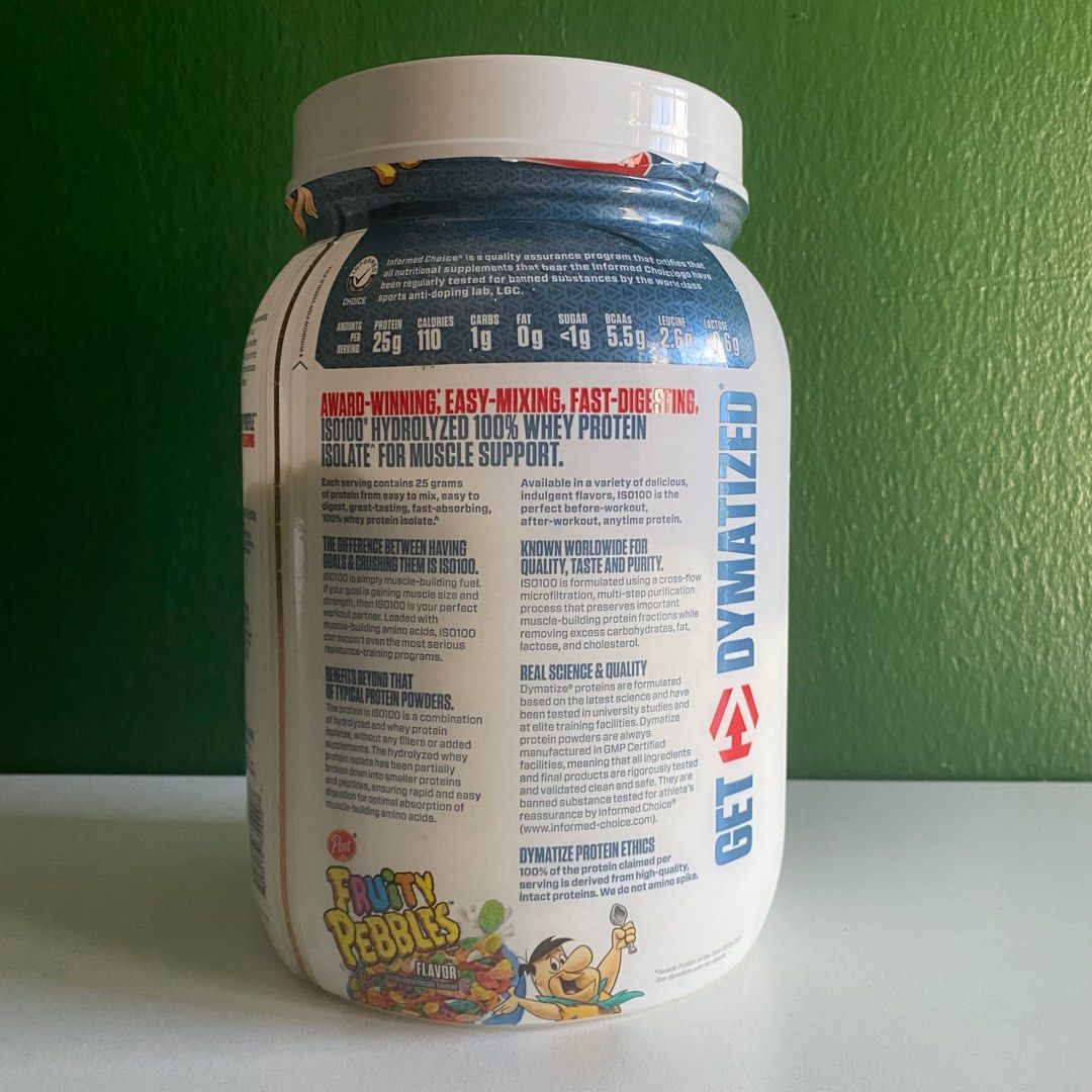 ISO100 Fruity pebbles (19 servings) protein powder, Health ...