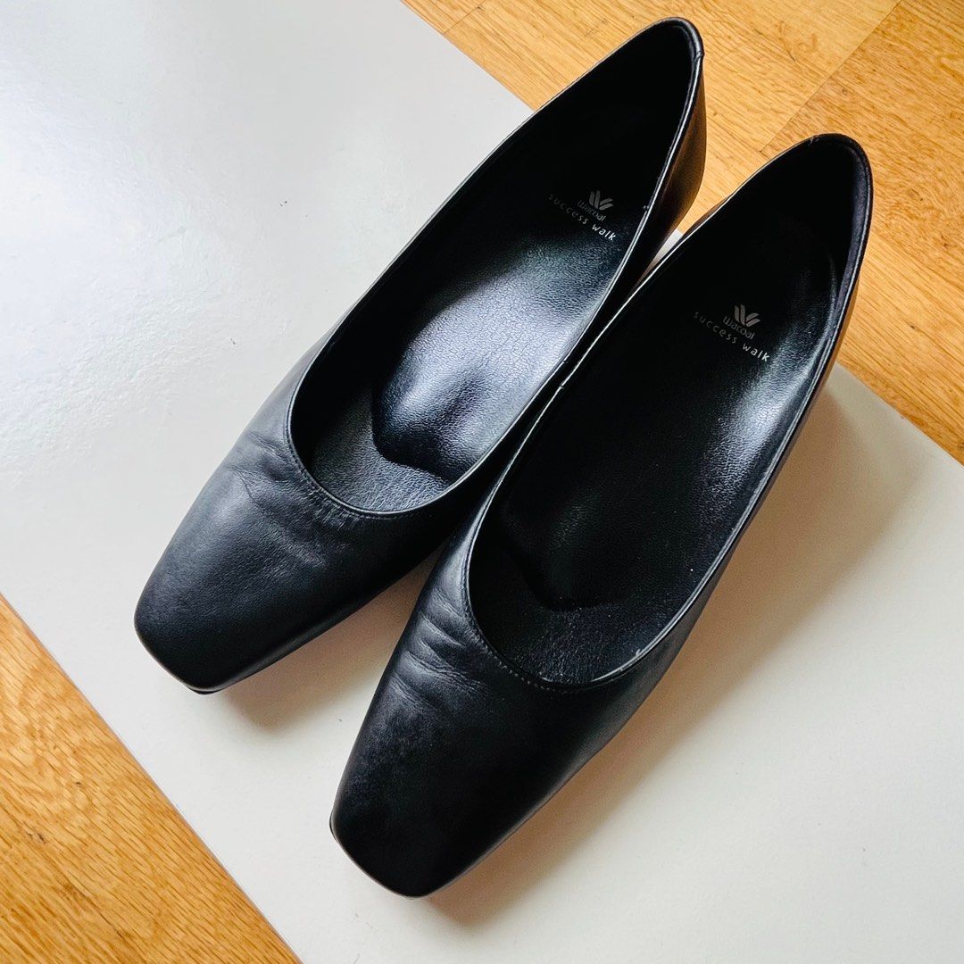 Japan Wacoal black high heels work leather shoes flight attendant
