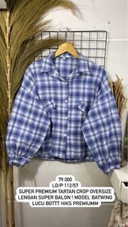 Kemeja tartan lengan balon