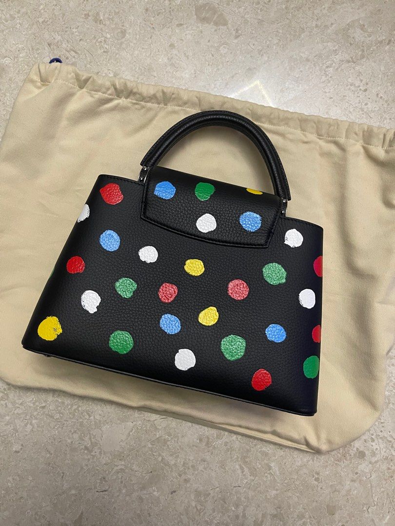 Autre Marque LV x YK Capucine Metal Dots MM Black Leather ref