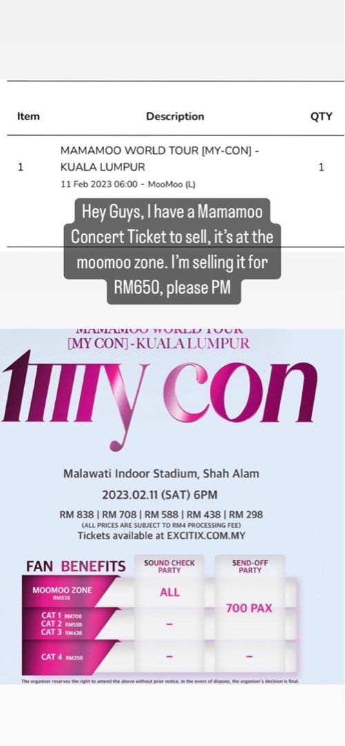 Mamamoo Malaysia Concert Ticket, Tickets & Vouchers, Event Tickets on
