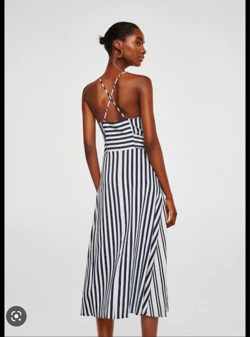 Mango striped wrap dress discount