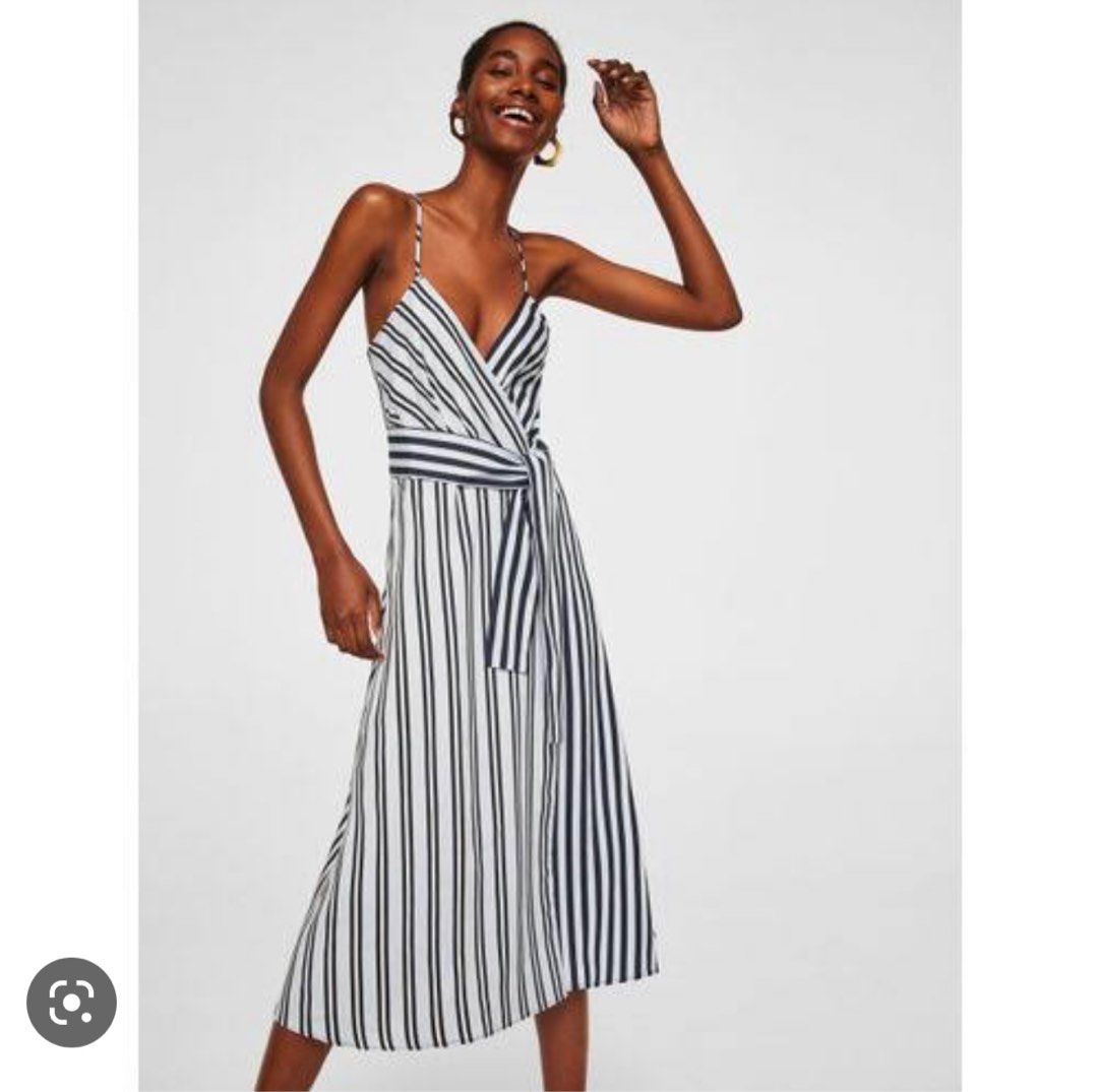 Stripe wrap outlet midi dress