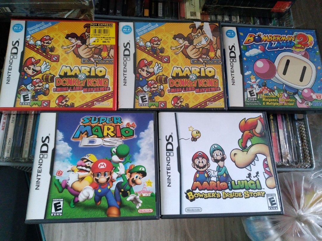 Mario Kart, Bomberman Land 2 DS Games (Category: Nintendo) located in Antipolo. Submitted by lanetatum (Listing ID 1214041868, Image 1). Description: mario donkey kong (both sealed) - 1350 each mario kart ds & mario luigi browser's inside story - SOLD bomberman land 2 - SOLD 64 - SOLD The used are untested. Can give 1 day warranty. Returns sf will be shouldered by the buyer. Please take note. can give discount for the used ones..