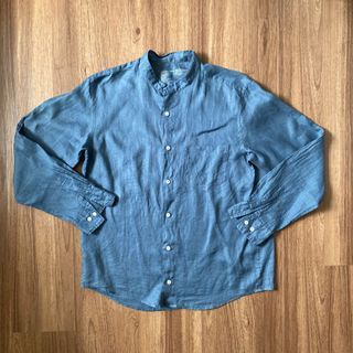 Muji Linen Shirt in Smokey Blue
