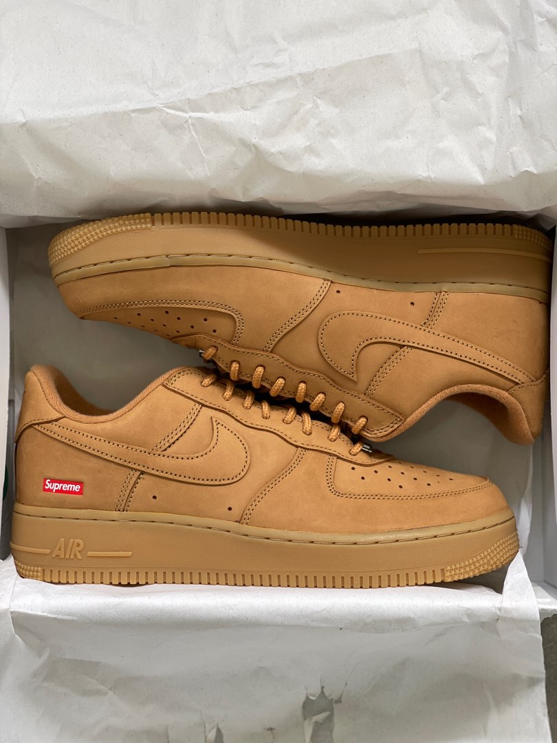 Supreme x Nike Air Force 1 Wheat, Men's Fashion, Footwear, Sneakers on  Carousell