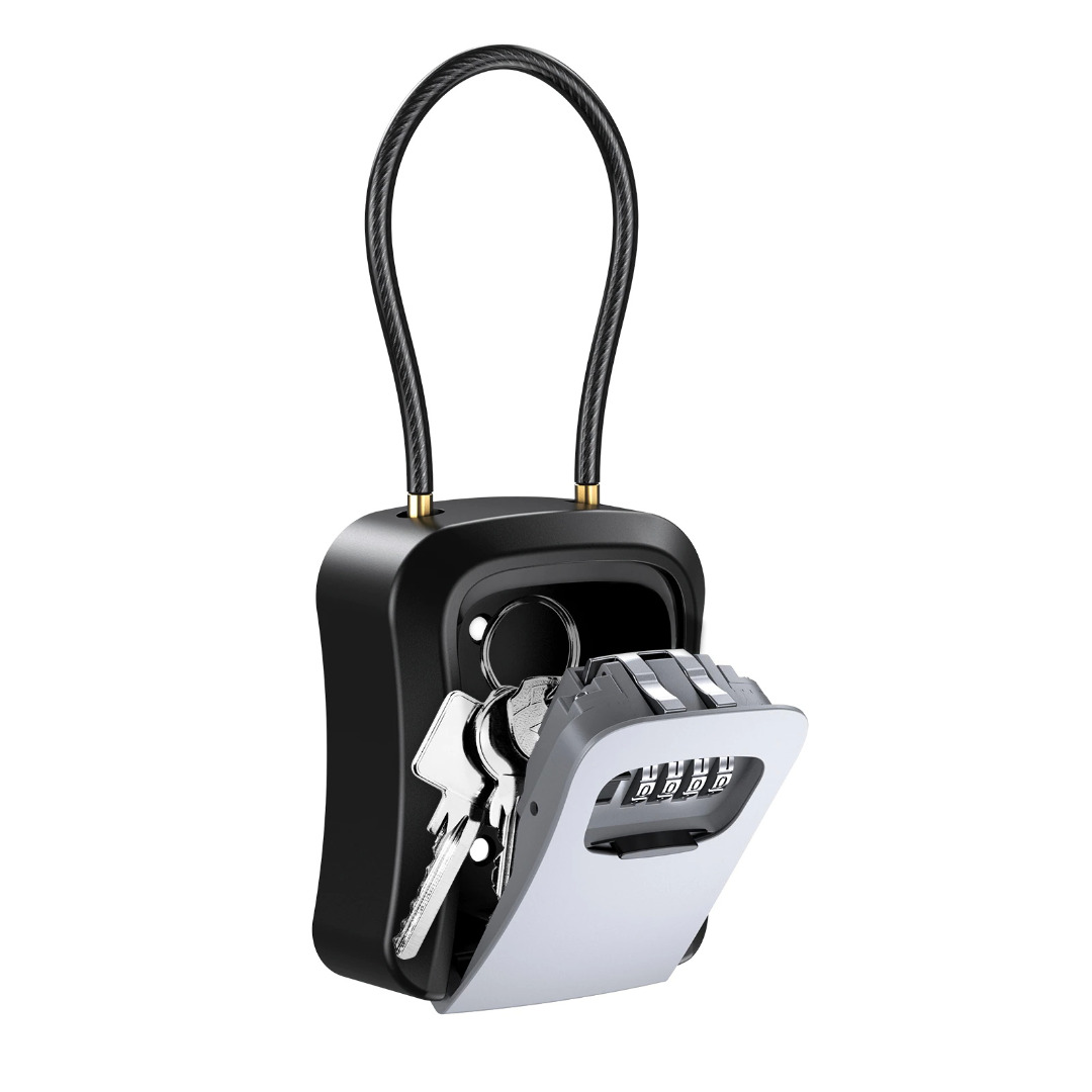 Upgraded & Extended Flexi Steel Wire Password Combination Lock Container Box, Wall Mount