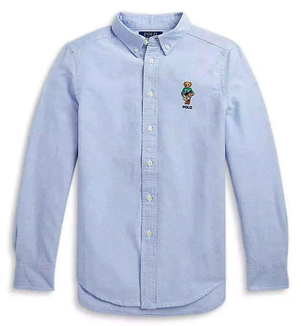 Polo Ralph Lauren Boys Long-Sleeve Polo Bear Oxford Button Down Shirt,  Babies & Kids, Babies & Kids Fashion on Carousell