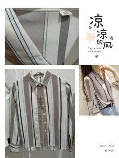 Preloved Kemeja Salur Hem Kerja Office Look Garis Vertikal Import