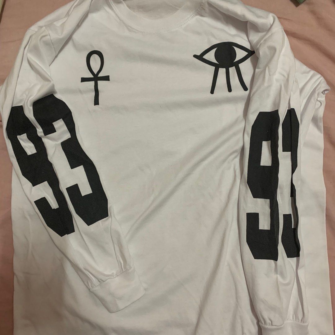 Proudrace Sweater as seen on BTS (Category: Coats, Jackets and Outerwear) located in Manila. Submitted by potatosell (Listing ID 1214124475, Image 2). Description: White cotton long sleeves with print on front, back, and sleeves One size only, oversized even for M-L RM namjoon Jin Suga Jhope Jimin V taehyung jungkook.