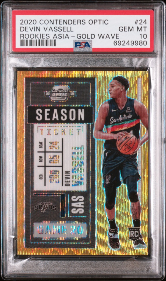 PSA 10 2020-21 PANINI CONTENDERS OPTIC ROOKIE TICKET RC DEVIN VASSELL GOLD  WAVE SAN ANTONIO SPURS BASKETBALL CARDS NOT LEBRON LUKA CURRY GIANNIS,  Hobbies  Toys, Toys  Games on Carousell