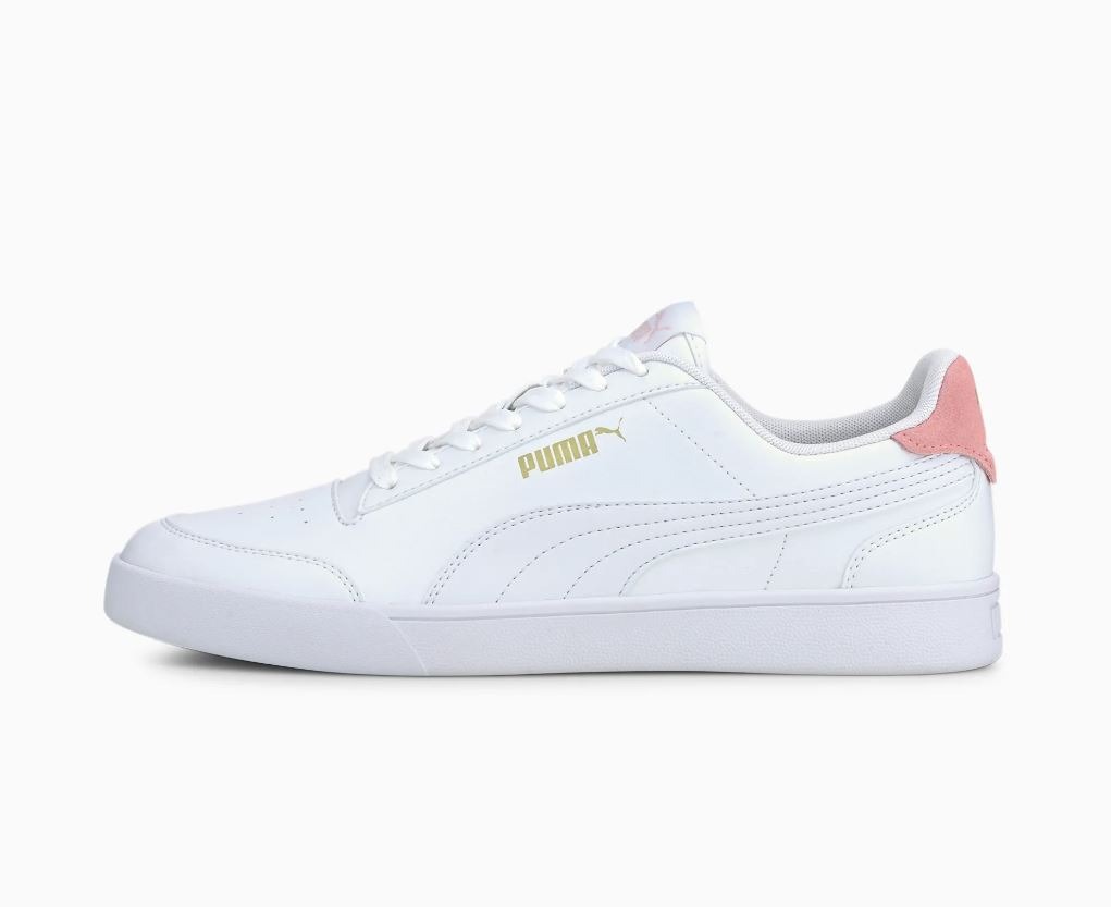 Puma white cheap and gold trainers