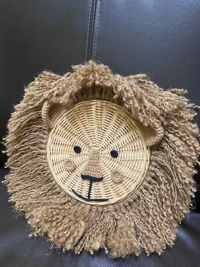 Rattan Lion Head Wall Deco, Hobbies & Toys, Toys & Games on Carousell