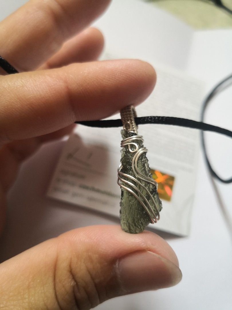 Wire wrapped moldavite on sale
