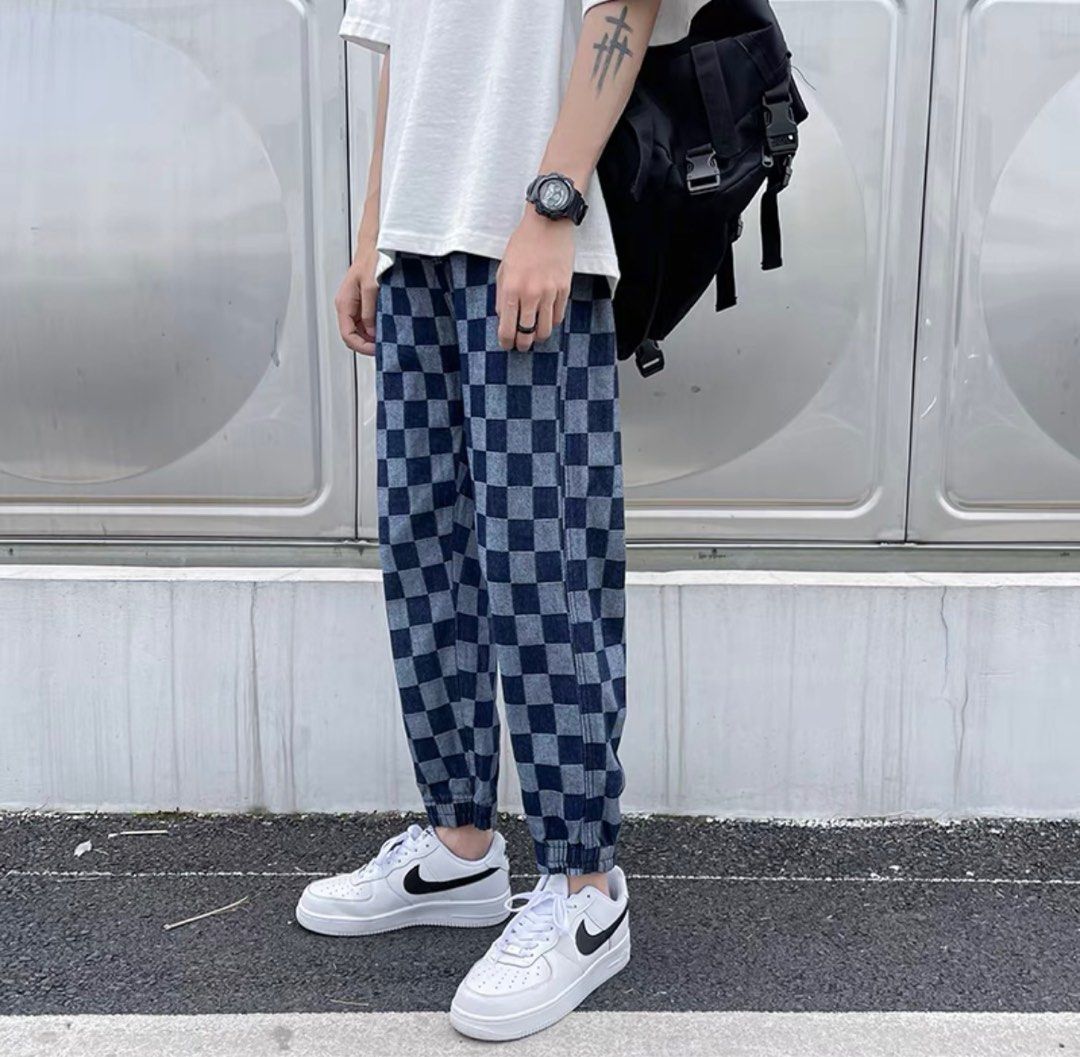 Checked deals joggers mens