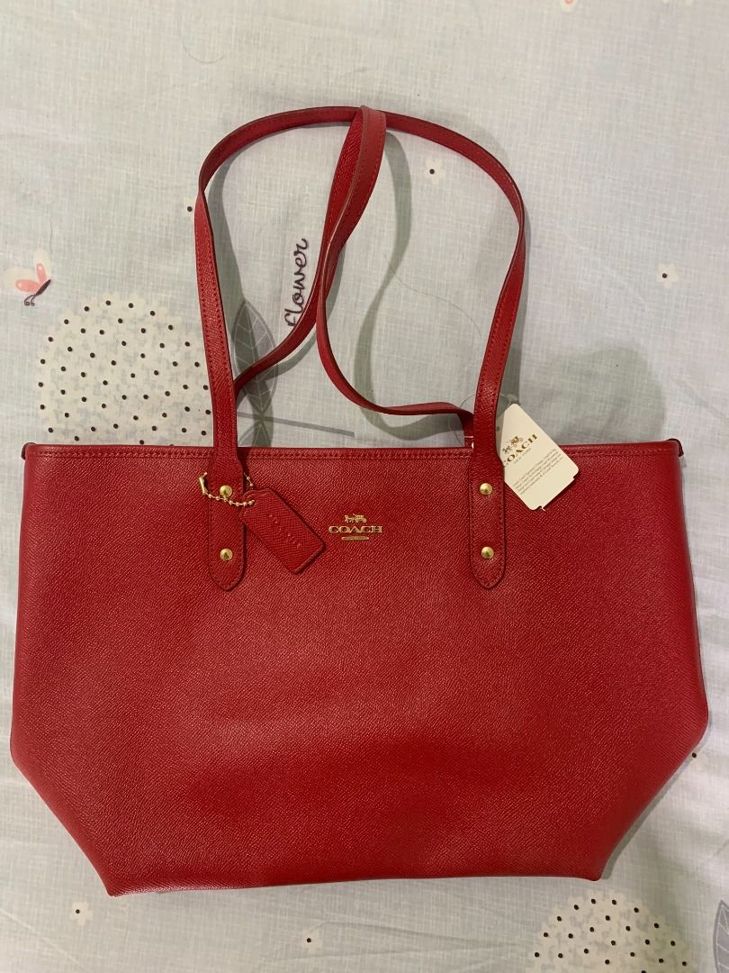 Coach red tote bag sale