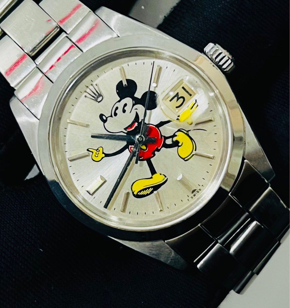 ROLEX VINTAGE OYSTER PERPETUAL DATE CUSTOMIZE MICKEY MOUSE DIAL