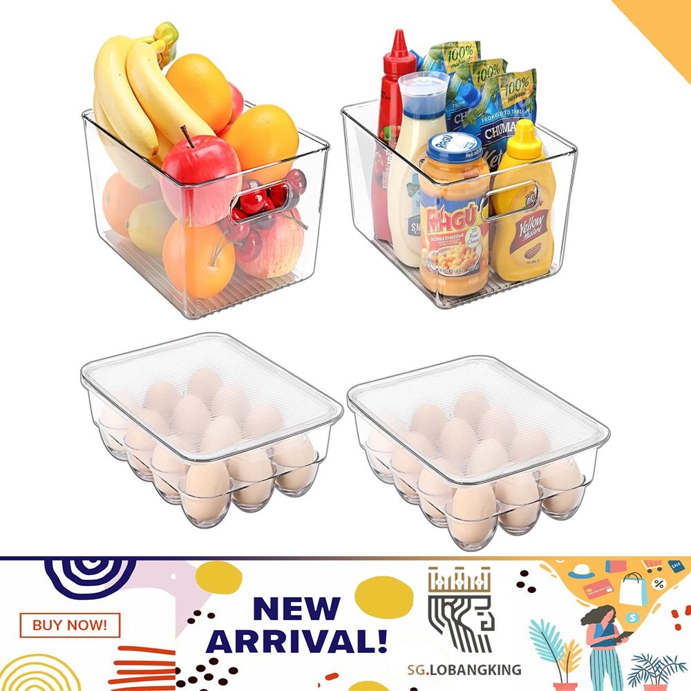 Refrigerator Fruits Organizer with Lid Vegetable Storage Box Sealed Stable  Transparent Eggs Storage Box Drawer Rack