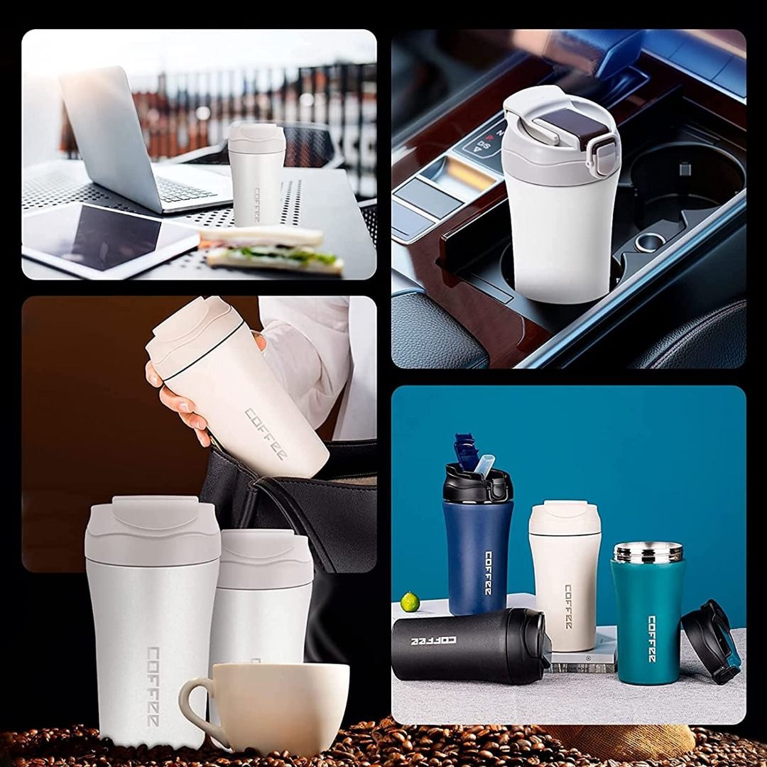 Kitchenware　Straw　Insulated　sg　Reusable　Furniture　Tumbler　Stainless　stock]　Water　Mug,　Hashun　with　Leak-Proof　Stainless　Travel　Coffee　Cups...,　Lid,　Living,　Tumbler　Steel　Bottle　Vacuum　Home　Tableware,　Coffee　Kitchenware　Other