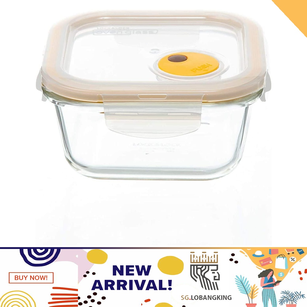[sg stock] Lock & Lock Steam Hole Glass Container Square 500ML