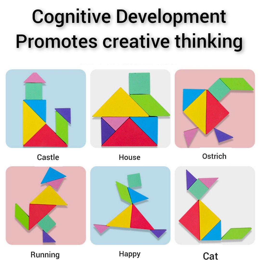 [SG STOCK] Tangram Puzzle for kids, Hobbies & Toys, Toys & Games on Carousell