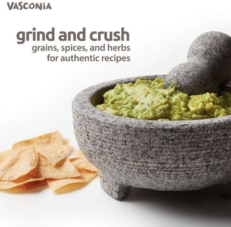 [sg stock] Vasconia 4Cup Granite Molcajete Mortar and Pestle, TV