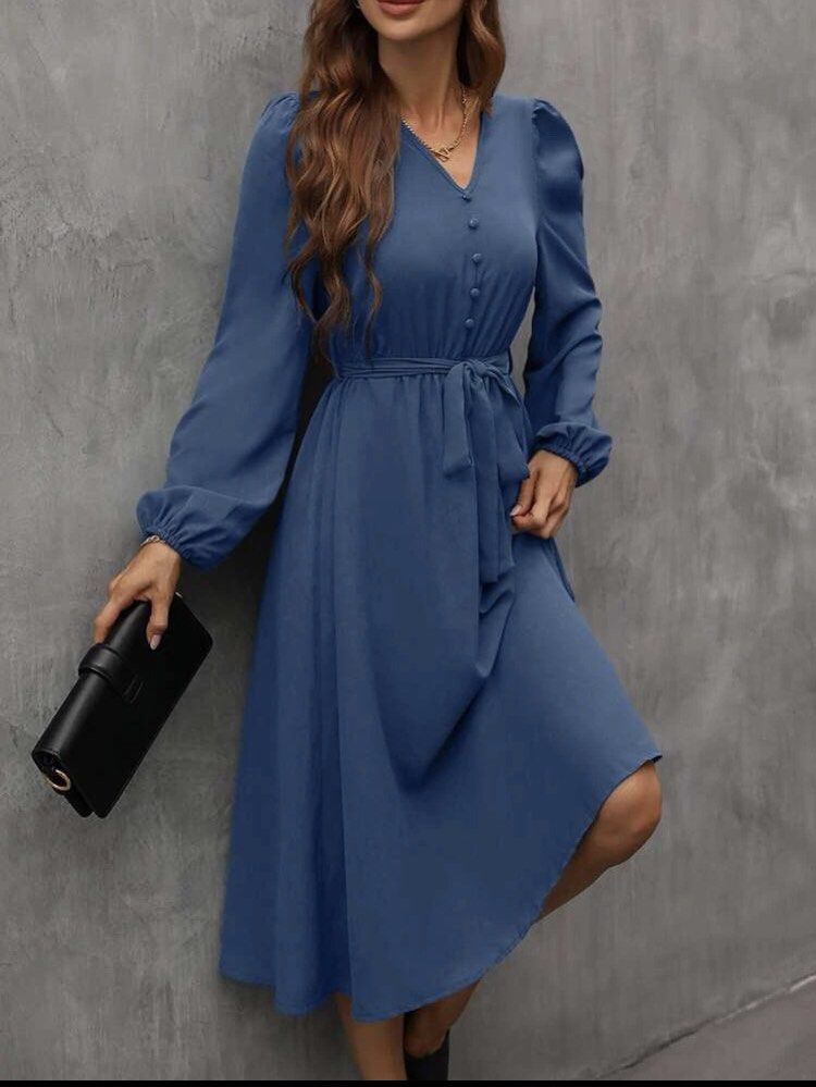 Dusty blue sale dress casual