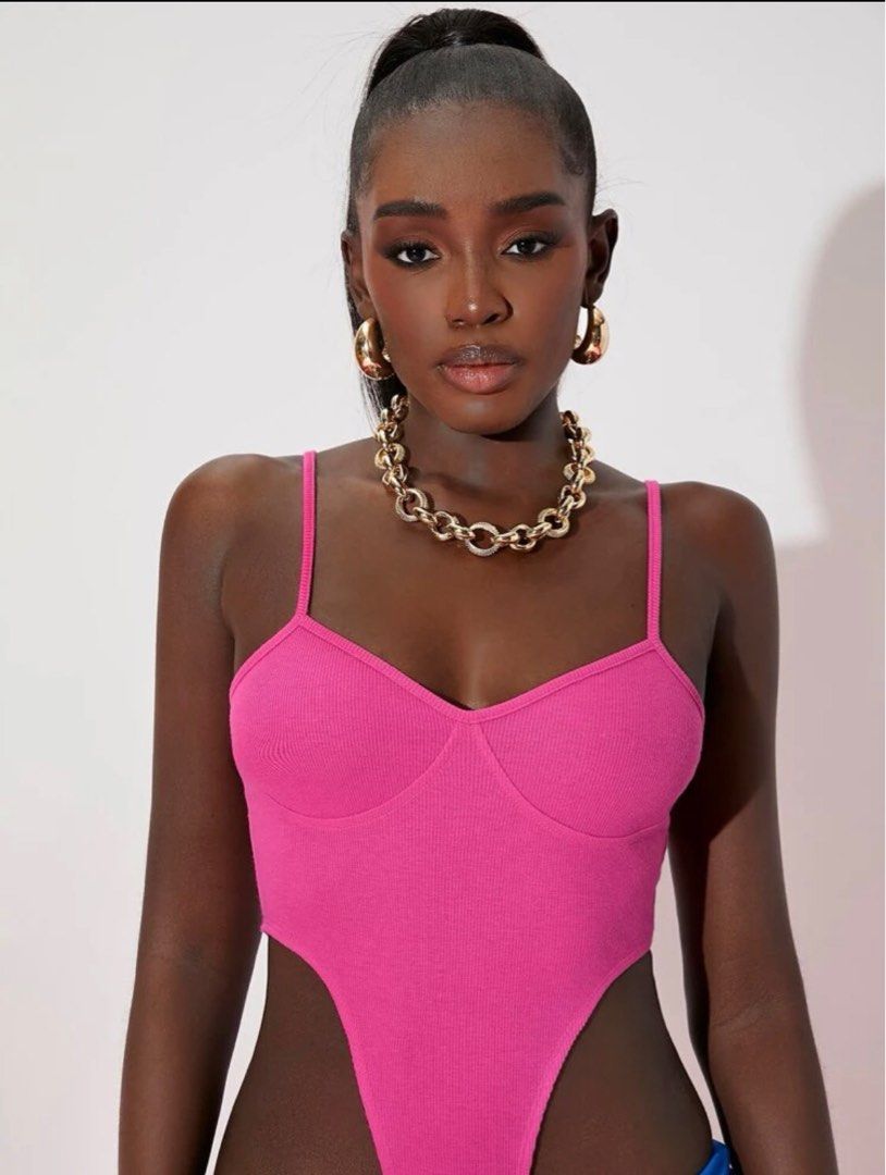 Shein pink body suit, Women's Fashion, Tops, Sleeveless on Carousell