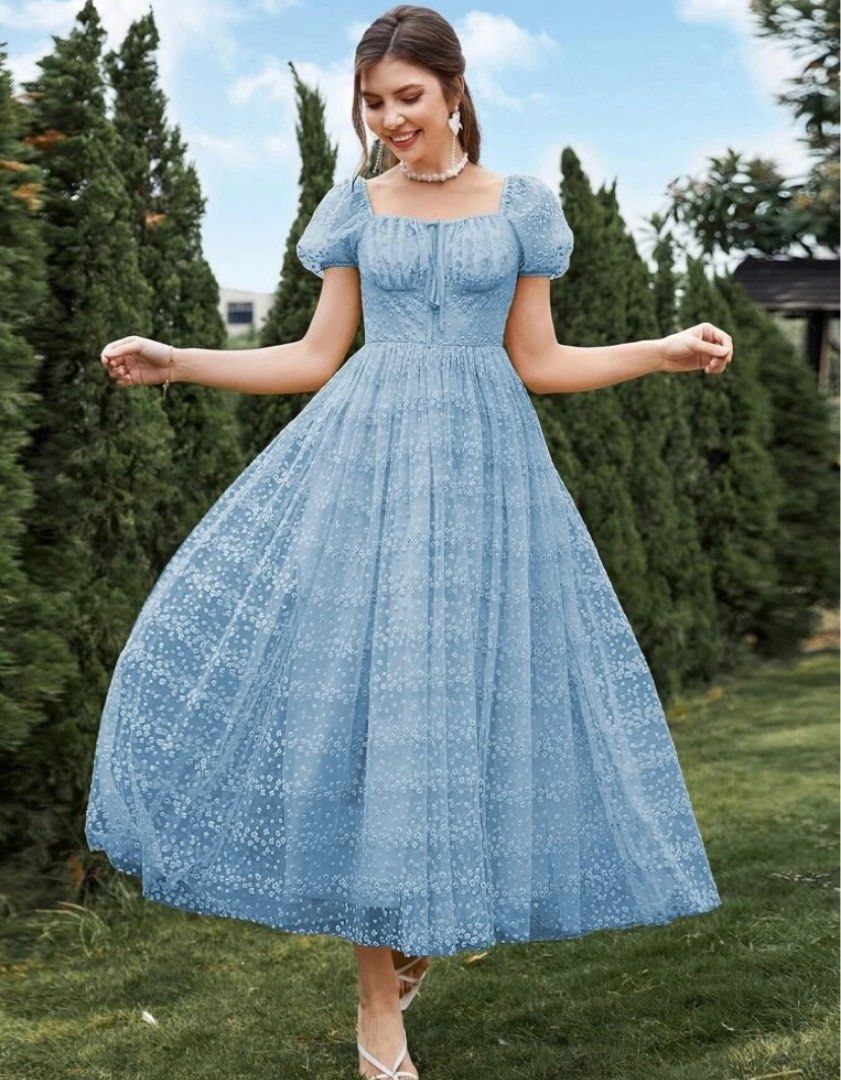 Shein blue lace dress clearance