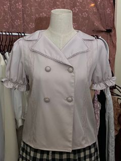 Short Sleeve Korean Blouse in Light Taupe