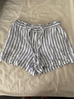 Size 8 SEED heritage blue and white stripe linen tie up shorts