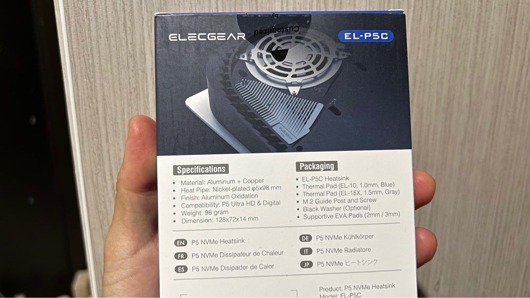 ElecGear PS5 NVMe SSD Dissipateur de Chaleur, EL-P5C Caloduc +