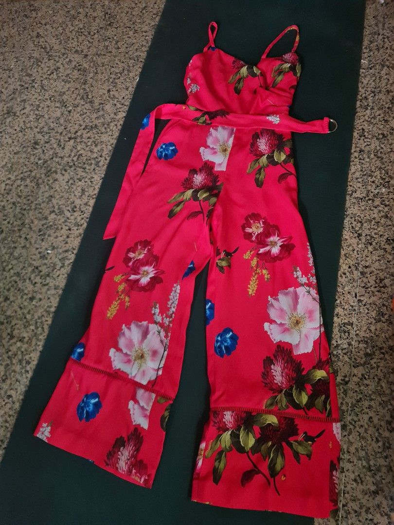 Ted baker red floral jumpsuit new arrivals
